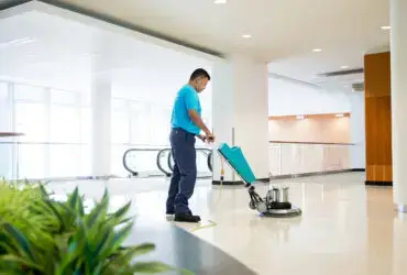 Commercial floor stripping and waxing service for a business facility